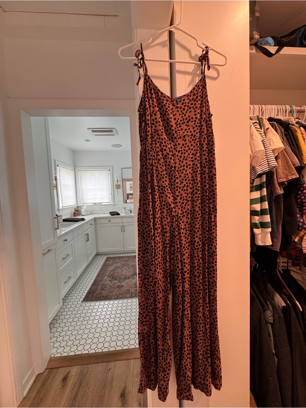 Old Navy Rust Brown and Black Polka Dot Slip romper